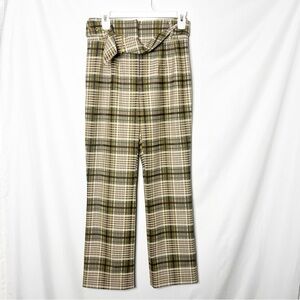Jonathan Simkhai Plaid High-Waisted Belted Pants Size 2